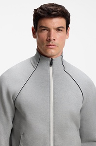 Ensemble de survêtement gris en coton pour homme, fermeture éclair intégrale, col montant, couleur unie, poches latérales, coupe classique, idéal pour l'automne - Product Image 5
