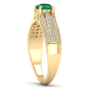 REYES Luxury 925 Sterling <b>Silver</b> Round Cut 0.5 Carat <b>Emerald</b> Gemstone with Moissanite <b>Ring</b> For Women Birthstone Fine Jewelry - Product Image 3