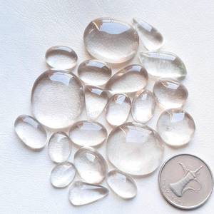 Lot en gros de cabochons en quartz clair naturel |   Pierre précieuse en quartz cristallin en vrac pour la fabrication de bijoux |   Poire ovale polie ronde - Product Image 6