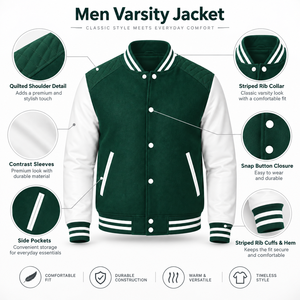 Chaqueta Varsity para Hombre con Material Cómodo, Calidad Confiable y Movimiento Flexible para un Estilo Casual y Moda Urbana - Product Image 6