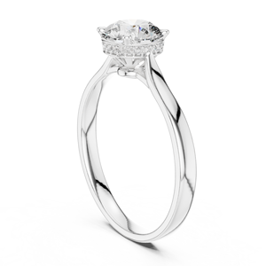 Hidden Halo Round Cut Lab Grown Solitaire <b>Ring</b> <b>Set</b> 18KT Yellow <b>Gold</b> Rhodium Plated Certified for Party Wedding Luxury Gifting - Product Image 5