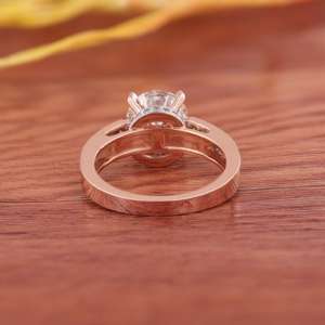 14K Gold 2.26 CT Round Cut Lab Grown Diamond Engagement Ring with Pave Shoulders | IGI Certified Luxury <b>Bridal</b> Jewelry - Product Image 6
