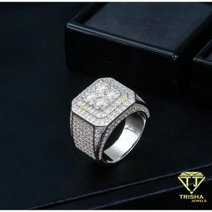 Bague de luxe en argent sterling 925 de qualité supérieure avec diamant de laboratoire taille coussin, style Iced Out, bijoux hip-hop pour hommes, fournisseur en gros - Product Image 3