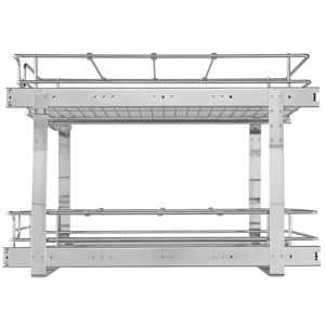 Scaffali scorrevoli a 2 livelli in acciaio resistente per armadietti da 17" (larghezza) x 21" (profondità) x 15" (altezza) con cassetti estraibili - Product Image 1