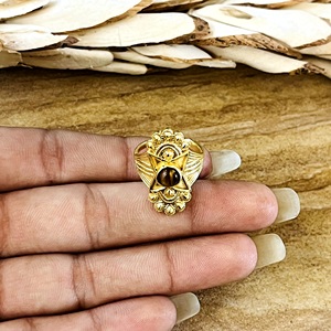 Trendy New <b>Tiger</b> <b>Eye</b> <b>Ring</b> Tribal Brass <b>Rings</b> Women 18k Gold Plated Celestial Star Band Jewelry Gothic Design Wholesale/OEM/ODM - Product Image 2