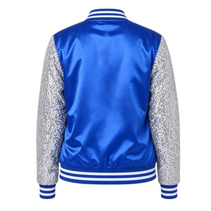เสื้อแจ็คเก็ตเบสบอลปักเลื่อม Zeta Phi Beta สำหรับผู้หญิง สีน้ำเงินรอยัล ผ้าซาติน แขนเสื้อปักเลื่อมสีเงิน ลายตราสัญลักษณ์ปี 1920 แบบซิป  เสื้อคลุมสตรีนักกีฬามหาวิทยาลัย - Product Image 2