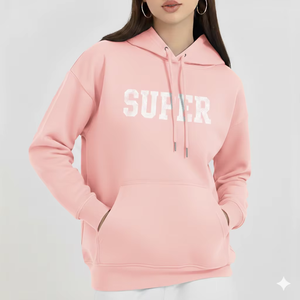 Sweat à capuche oversize pour femme en velours doux de fibre de bambou, coupe longue et ample, durable, décontracté, pour l'hiver, avec manches bouffantes sur le devant - Product Image 1