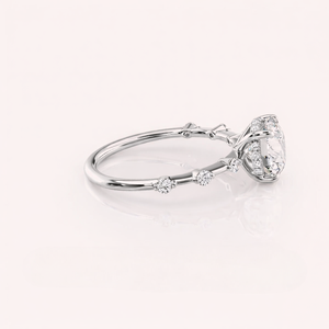 IGI Certified Round Cut Lab Grown Diamond Engagement <b>Ring</b> Solid 925 Sterling <b>Silver</b> Round Accent Diamond Bridal <b>Ring</b> - Product Image 5