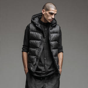 Gilet matelassé sans manches pour homme, col montant, fermeture éclair, doudoune sans manches pour l'hiver, gilet matelassé sans manches pour homme, style urbain - Product Image 5