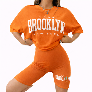 Ensemble décontracté pour femmes, t-shirt uni et short au-dessus du genou, tissu respirant et doux, tenue d'été en deux pièces - Product Image 6