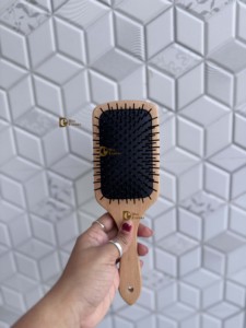 Unique Handmade Hand <b>Tooled</b> <b>Leather</b> Wooden Hair Brush With Sunflower <b>Leather</b> Minimalist Modern Design Daily Use Rectangle Shape - Product Image 4