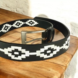 Ceinture en cuir personnalisable pour homme, équestre, polo, avec boucle ardillon, en cuir pleine fleur, broderie, pour le sport et l'équitation - Product Image 3