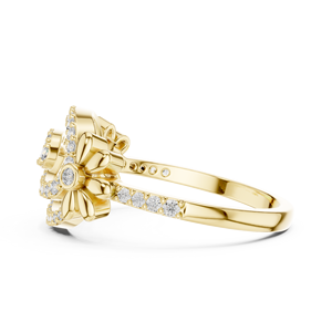 LUXE SPIRAL PETAL LAB GROWN DIAMOND <b>RING</b> <b>SET</b> 18KT YELLOW GOLD RHODIUM PLATED MINIMALIST <b>WOMEN</b> ENGAGEMENT WEDDING PARTY DAILY USE - Product Image 2