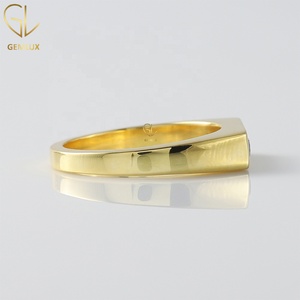 14K White Gold Round Cut Moissanite Flush <b>Set</b> Signet Engagement <b>Ring</b> for Women - Product Image 6