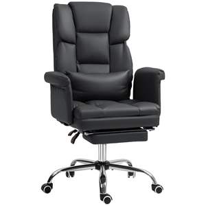 Silla de Oficina Ejecutiva HOMCOM, Silla de Escritorio Ergonómica de Cuero PU con Reposapiés, Soporte Lumbar, Diseño Giratorio Reclinable - Product Image 1