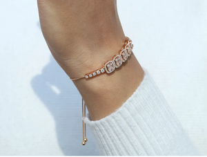 Élégant bracelet tennis coulissant en diamant naturel certifié IGI, serti illusion, avec diamants ronds taille émeraude, cadeau pour femme - Product Image 5