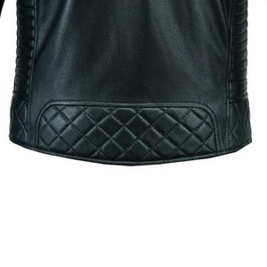 Veste de motard en cuir véritable pour homme, coupe ajustée, fermeture éclair, col rabattable, style moto, imperméable et respirante pour l'hiver - Product Image 2