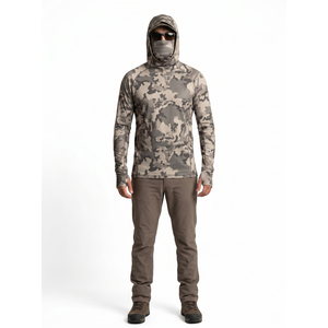 Sweat à capuche de pêche camouflage UPF 50+ personnalisé avec masque intégré, séchage rapide, antibactérien, respirant, manches longues, unisexe - Product Image 1