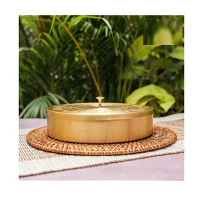 <b>United</b> Creations Luxury Durable Brass Double Wall Eco-Friendly Spice Box with Multiple Compartments <b>for</b> <b>Kitchen</b> Organization - Product Image 1