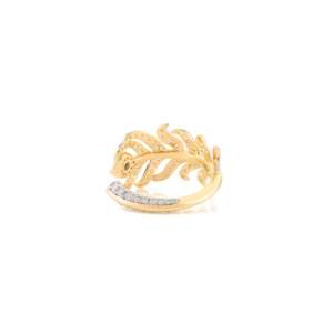 18K White <b>Gold</b> Miracle Feather <b>Ring</b> with Diamond and Sapphire Micro Insert - Product Image 6