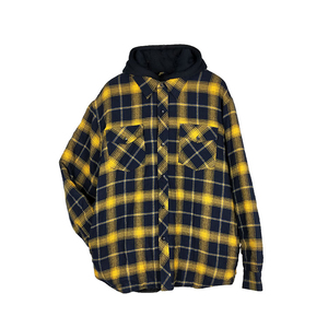 High Quality Wholesale <b>Mens</b> Streetwear Plaid Hooded <b>Flannel</b> Shirt <b>Jacket</b> Long Sleeve Windproof Eco-Friendly Front Winter Shacket - Product Image 3