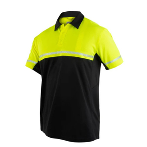 High Visibility <b>Polo</b> Shirt Reflective Tape Safety Workwear Black Yellow Short Sleeve Industrial Uniform Breathable Custom Design - Product Image 2