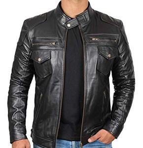 Custom Front Winter Street Style Stand High Quality Leather <b>Men</b> Jacket Eco-Friendly Breathable Wholesale Price Top Selling - Product Image 3