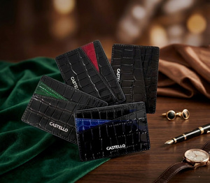 [Nuevo Producto] Cartera Delgada de Cuero con Grabado de Cocodrilo Castello, Tarjetero, Combinación de Colores en Poliéster - Product Image 6