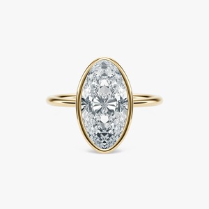 Anillo de Diamante de Lujo de 4 Quilates Cultivado en Laboratorio, con Engaste de Bisel en Oro Amarillo, Joyería Nupcial - Product Image 2