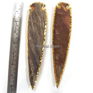 Compre una Punta de Flecha de Ágata Dorada de 4 Pulgadas Personalizada y Electrochapada - Product Image 2