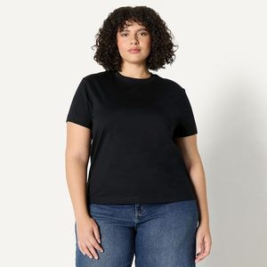 T-shirt à manches courtes col rond noir pour femme, coupe classique, 100% coton jersey, couleur unie, respirant, toutes saisons - Product Image 5