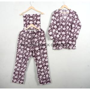 Conjunto de Pijama de Manga Larga con Cuello en V 100% Algodón para Mujer, Suave, Transpirable y Lavable a Máquina - Product Image 3