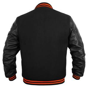Vêtements en cuir unisexe, veste universitaire vert foncé, manches en polyester, coupe régulière, col montant, fermeture éclair, couleur unie - Product Image 6