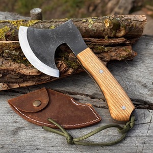 Hache de style viking en acier carbone fait main avec manche en bois de rose, longueur totale de 18 pouces, étui en cuir pour utilisation en extérieur et survie - Product Image 4