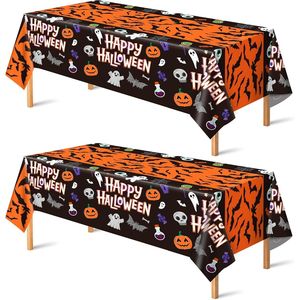 OHOME Set di 2 Decorazioni per Feste di Halloween: Scheletri, Pipistrelli, Fantasmi, Zucca, Tovaglia in Plastica per un'Atmosfera Spettrale - Product Image 1