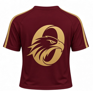 Maillot de sport athlétique à manches courtes couleur bordeaux et or pour équipe, haut d'uniforme d'entraînement de performance, tenue de compétition - Product Image 2