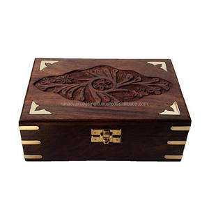 Organisateur de bijoux en bois supérieur de haute qualité incrustation en laiton et détails sculptés à la main dans des styles polyvalents au prix de gros - Product Image 5