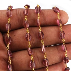AAA Pink Tourmaline Hydro <b>Rosary</b> Style Beaded Chain With Premium Finish For DIY Bracelet And Necklace Jewelry Making Wholesale - Product Image 3