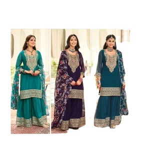 Traje Plazzo de Seda Chinon de Alta Calidad con Bordado de Lentejuelas para Mujer, Diseño de Última Moda para Fiestas y Festivales, NUEVO DISEÑO 2026 - Product Image 1