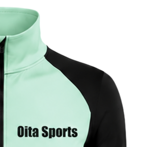 Women Quarter Zip Athletic <b>Top</b> <b>Mint</b> <b>Green</b> Long Sleeve Fitted Sports Training Shirt High Collar Thumbhole Performance Activewear - Product Image 5