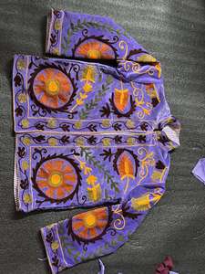 Veste en velours de couleur violette, veste Suzani réversible, veste en velours faite à la main avec broderie cœur et croix, manteau d'hiver bohème Love - Product Image 6