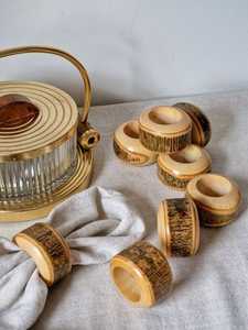 Anneaux de serviette de table indiens en bois durables, porte-serviettes ronds en provenance de l'Uttar Pradesh - Product Image 1