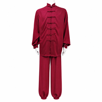 Seragam Wing Chun Kung Fu Tai Chi Wushu Unisex Logo Kustom Kerah Mandarin Kancing Kodok Katun Sintetis untuk Latihan Seni Bela Diri