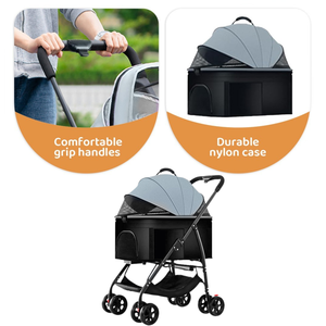 Cochecito para mascotas al aire libre de cuatro ruedas con sistema de plegado fácil de construir duradero y protección contra la lluvia - Product Image 5