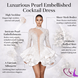 Luxury Pearl Embellished Short Wedding Dress Designer | Bridal <b>Mini</b> Gown Elegant Party Wear High End Fashion Dress for Women - Product Image 5