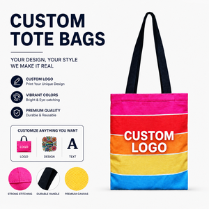 Bolsa de Lona Personalizada con Rayas de Arcoíris, Gran Capacidad, Ecológica, para Compras y Viajes Escolares, Bolsa de Hombro Promocional, Regalos Novedosos - Product Image 3