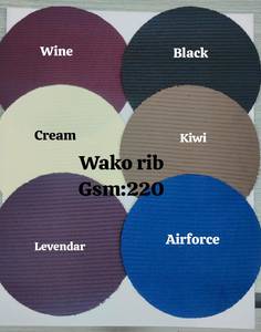 Tissu en Lycra côtelé Wako 220GSM |   Tissu en maille côtelée extensible dans les quatre sens en polyester et élasthanne pour vêtements de sport et hauts décontractés - Product Image 1