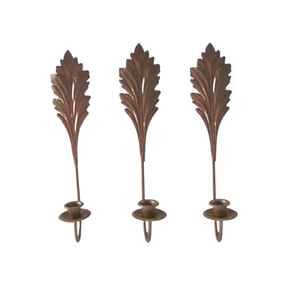 Portavelas de diseño con forma de hoja, de primera calidad, color dorado, decoración de pared de metal, para uso en hoteles y restaurantes. - Product Image 6