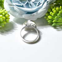 Bague en argent oxydé plaqué argent fait main avec quartz rose taillé en rose, sertie de pierres précieuses en quartz rose, style vintage, pour femme