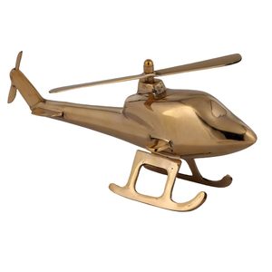 Modèle d'hélicoptère décoratif en métal, en laiton, artisanal, objet d'art vintage pour la maison, le bureau et les cadeaux - Product Image 1